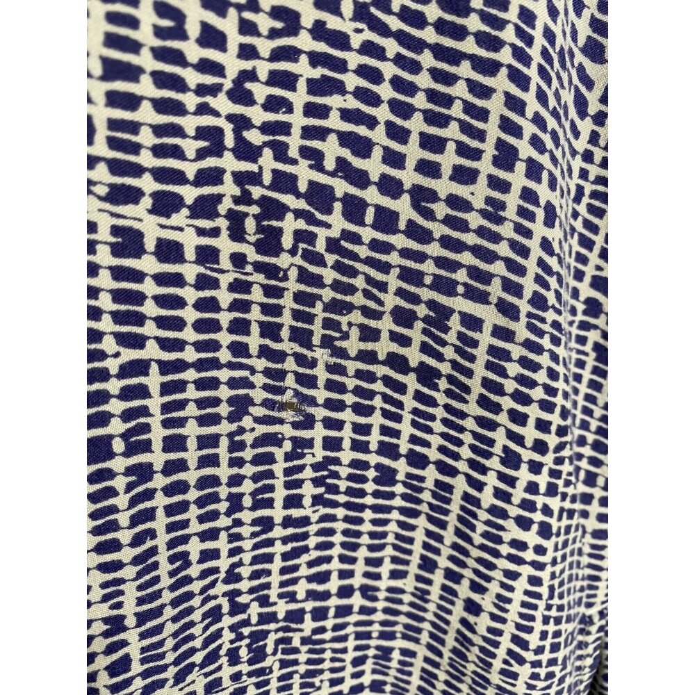 Patio Casuals Cabernet Long Blue White Floral Embroidered Pockets Dress S Small - Picture 9 of 12